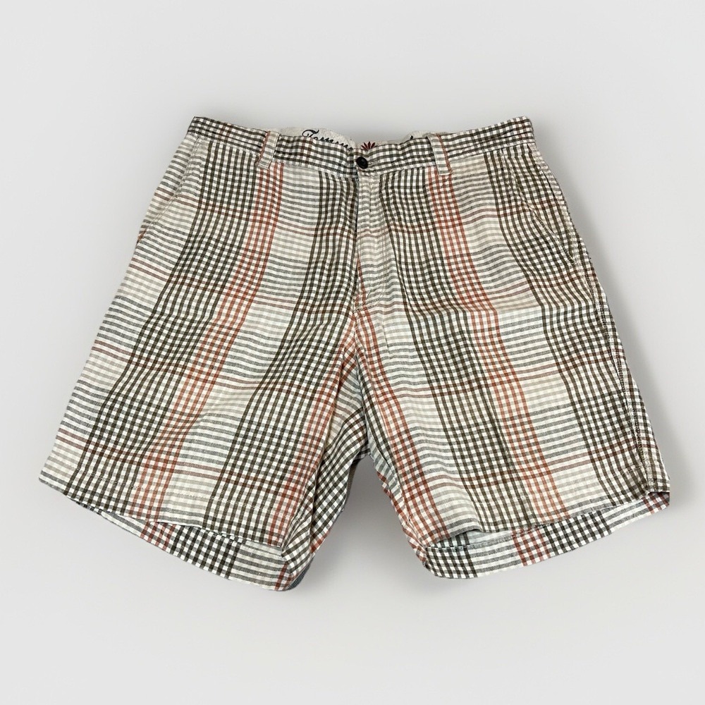 Tommy Bahama Shorts Mens 34 Plaid Paradise Nation Silk Linen Blend‎ 8" Inseam